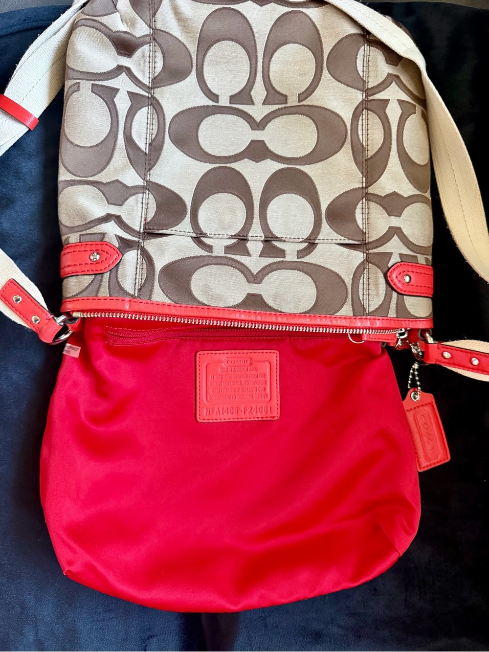 Coach Brown Logo Crossbody with Red Trim - Picture 4 of 7